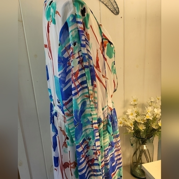 Lane Bryant Slit Sleeves Watercolor Floral Maxi Dress Size 18/20 - Picture 14 of 14